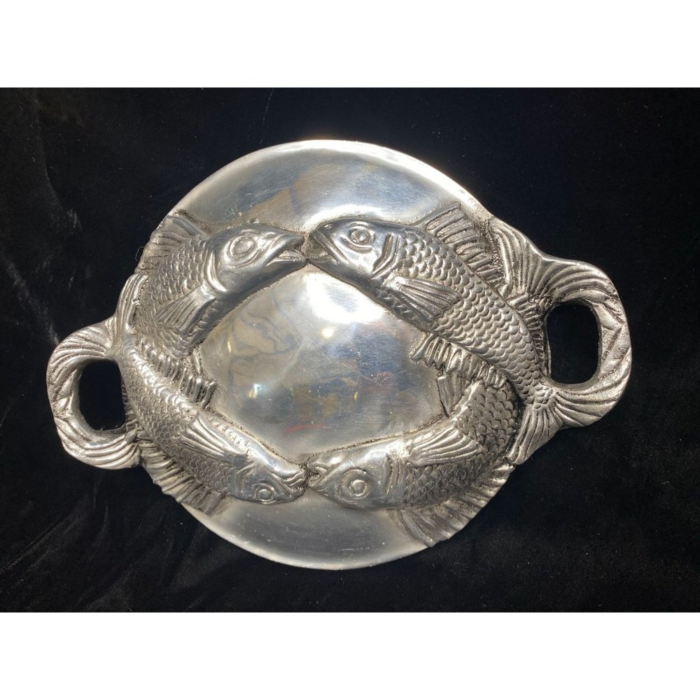 Vtg Fabulous Pewterware Kissing Fish Replacement Lid w/Handles 2908 11" x 9" Wal
